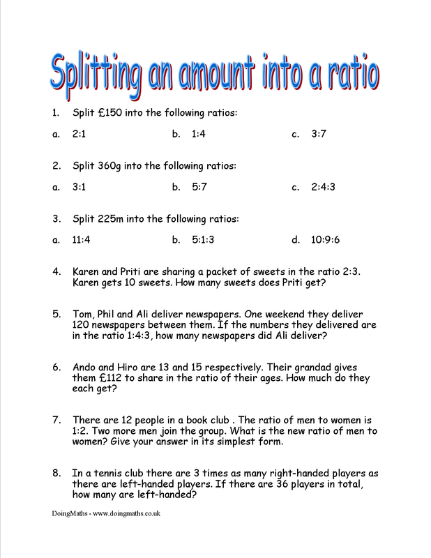 Ratio and Proportion - Free resources about circles and their ...