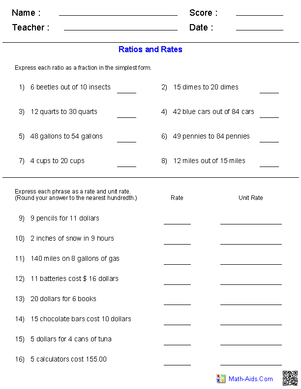 Ratio Worksheets | Ratio Worksheets for Teachers
