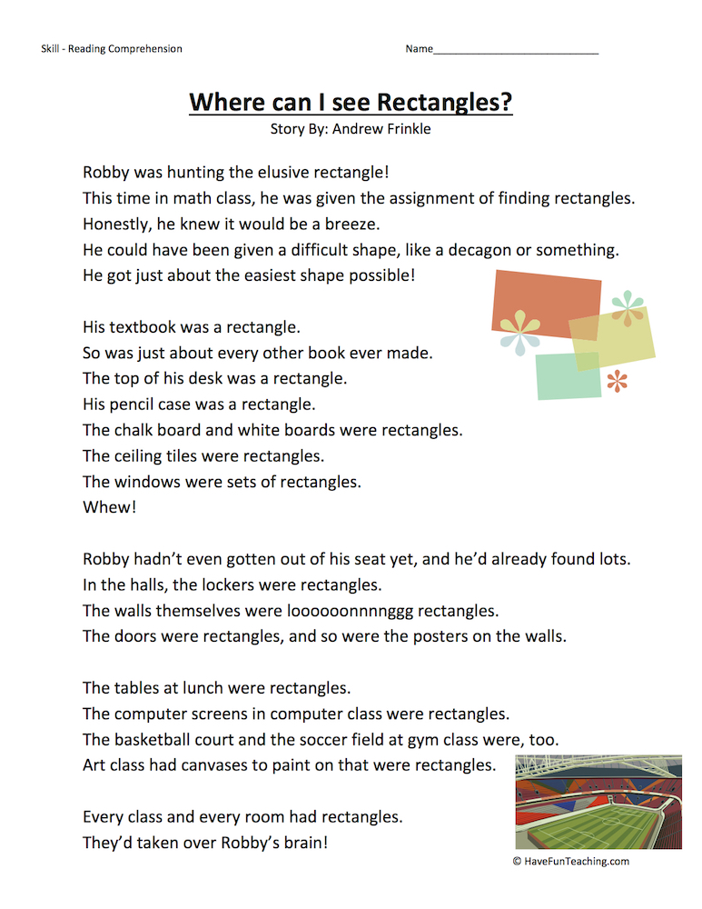 Where Can I See Rectangles? Reading Comprehension Worksheet - Have ...