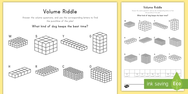 Mathematical Riddles | Volume Solve the Riddle Math Activity