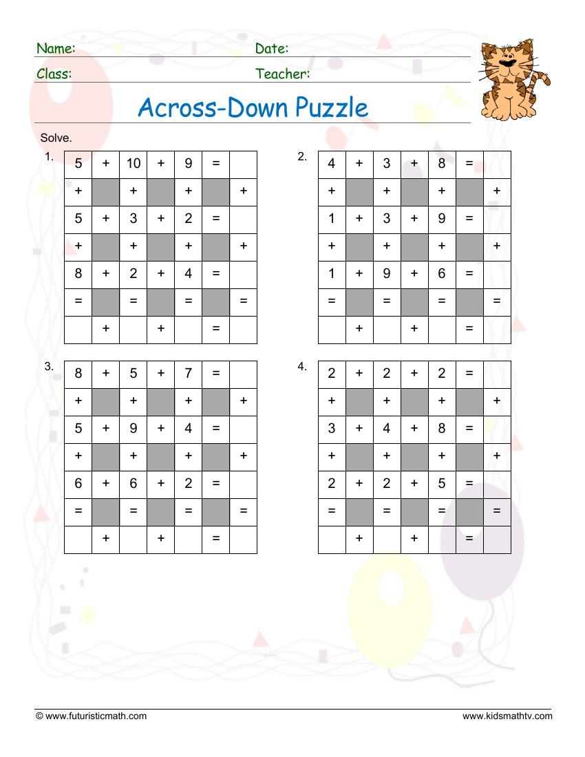 Free Math Puzzles Worksheets pdf printable | Math Champions