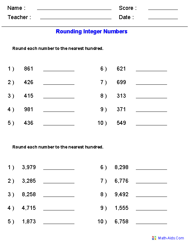 Rounding Worksheets | Rounding Worksheets for Practice