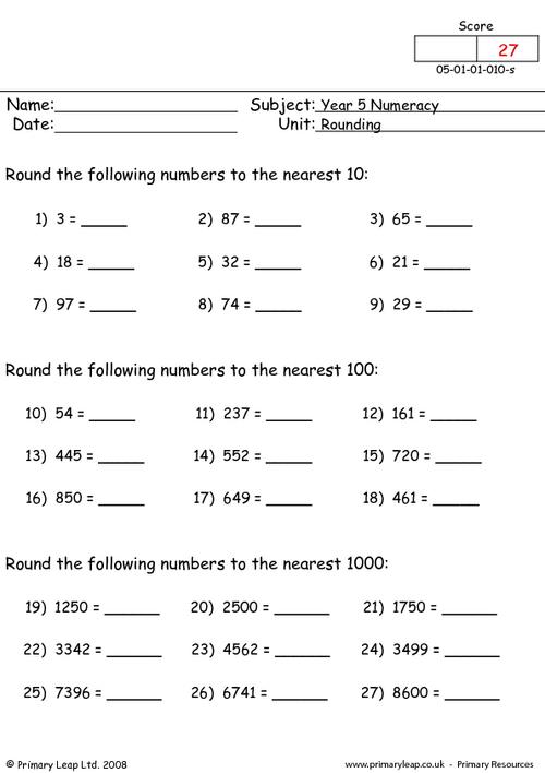 Numeracy: Rounding numbers to the nearest 10, 100, and 1000 ...
