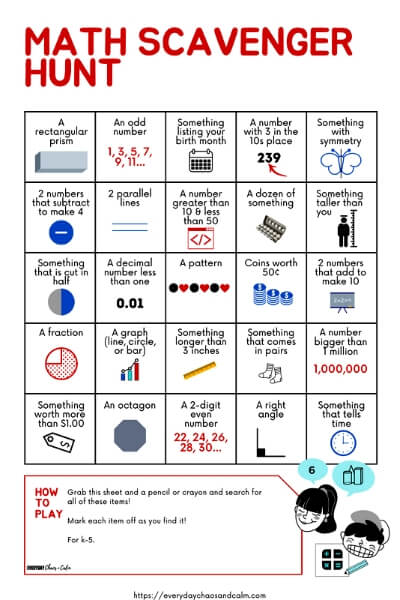How To Have A Math Scavenger Hunt + Free Printable