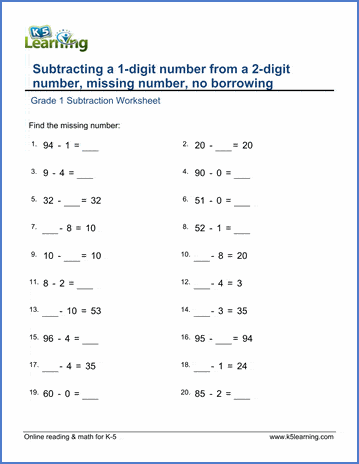 1st Grade Subtraction Worksheets - free &  printable | Worsheets library