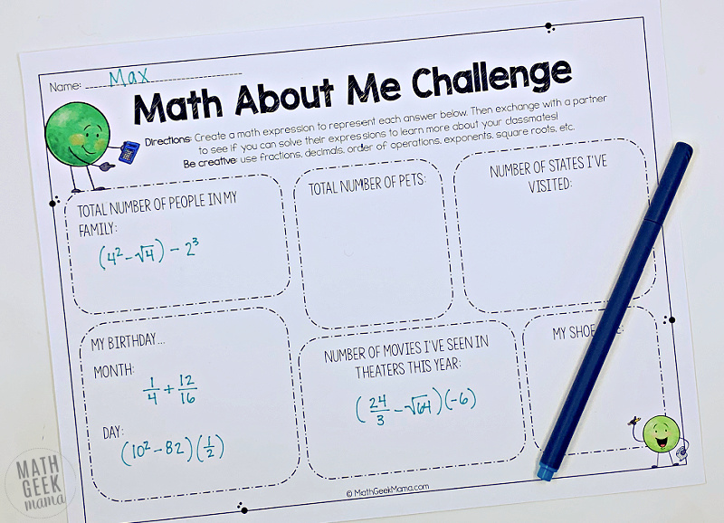 FREE} Middle School Back to School Math Challenge | Math Geek Mama