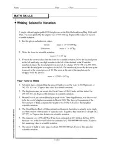 Math Skills-Writing Scientific Notation Worksheet for 9th - 11th ...