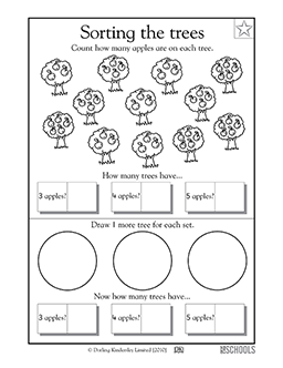 Sorting trees | Kindergarten Math Worksheet | GreatSchools