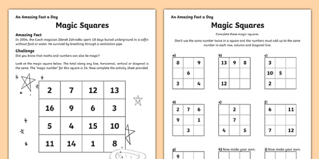 Magic Squares Worksheet | Twinkl Maths Resources - Twinkl