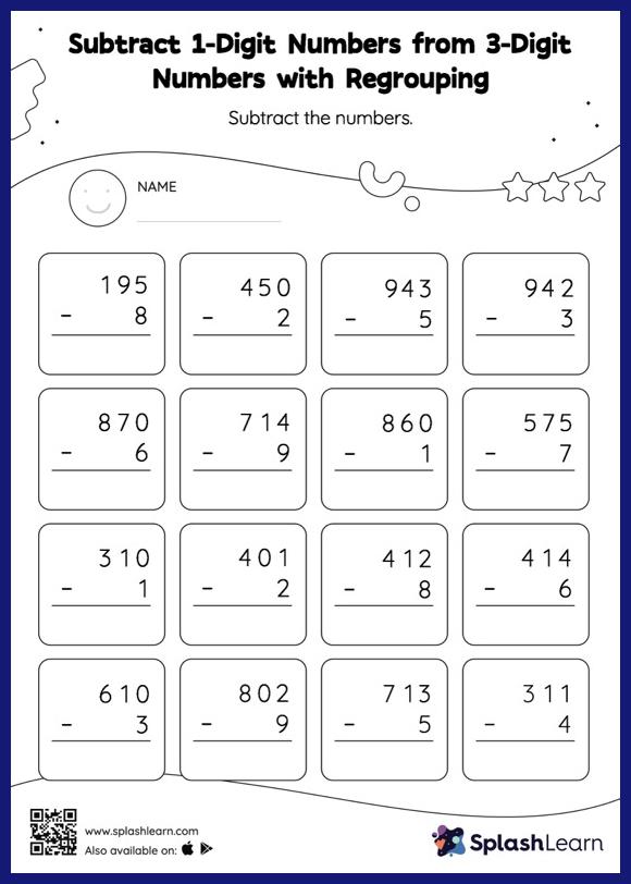 math subtraction with regrouping worksheet