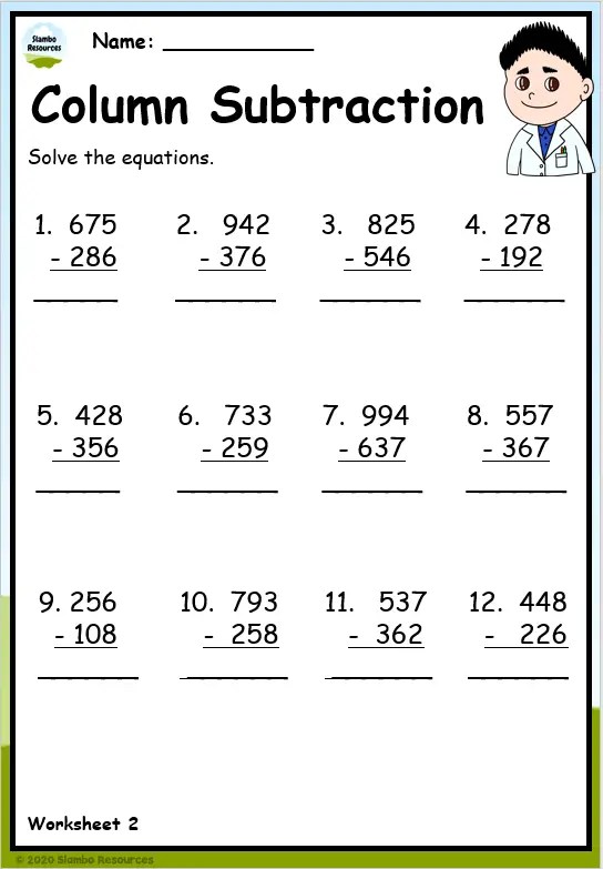 Grade 5 Subtraction Worksheets | Free Printables | Math Worksheets