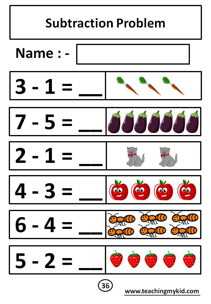 Printable math worksheets - Subtraction - Teaching My Kid