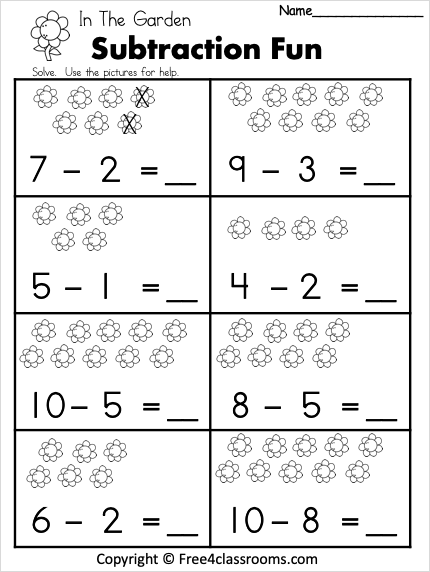 Free 1 Digit Spring Subtraction Math Worksheet - Free Worksheets ...