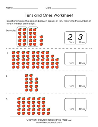math tens and ones worksheet first grade