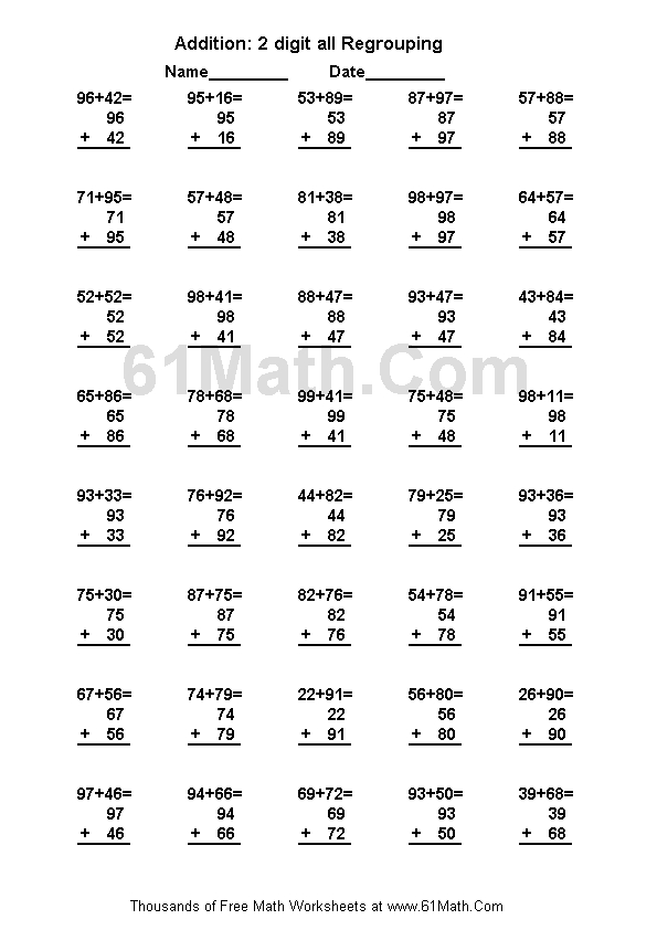 math test worksheet to print