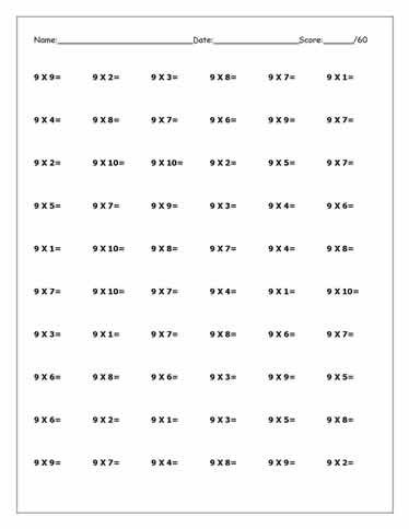 Free Times Tables Worksheets
