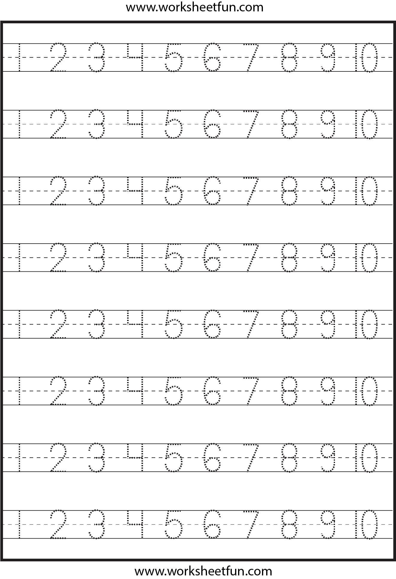Number Tracing - 1-10 - Worksheet / FREE Printable Worksheets ...