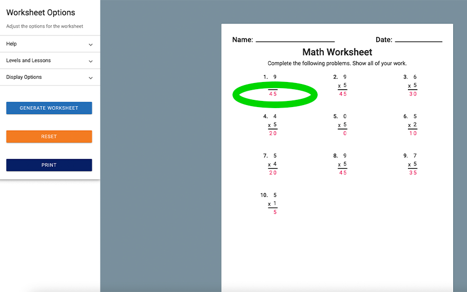 Using the Worksheet Generator - Demme Learning