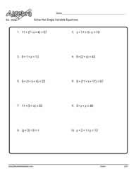 Single Variable Equations Worksheets