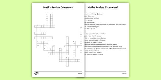 Maths Crossword | Classroom Resources | Twinkl Resources