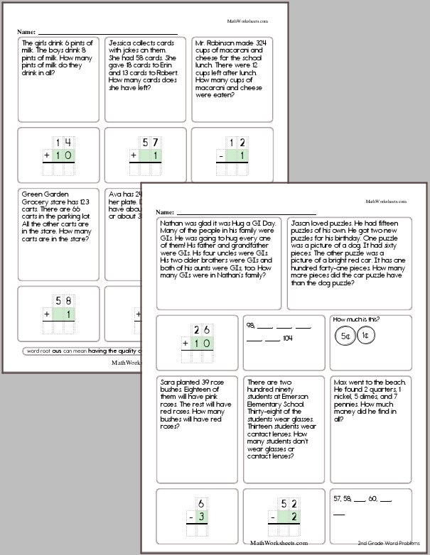 Word Problem Worksheets for 2nd Graders - Free with No Login ...