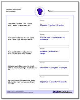 Word Problems: Subtraction Word Problems
