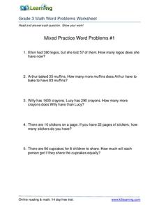 3rd Grade Math Word Problems Worksheets Topic | Lesson Planet