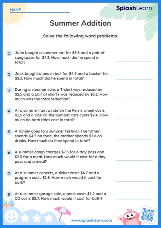 Free Printable Math Word Problems Worksheets for Kids | SplashLearn