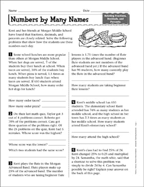 Numbers by Many Names: Word Problem Practice | Printable Skills Sheets ...