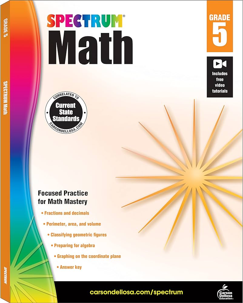Spectrum 5th Grade Math Workbooks, Ages 10 to 11, Math Workbooks ...