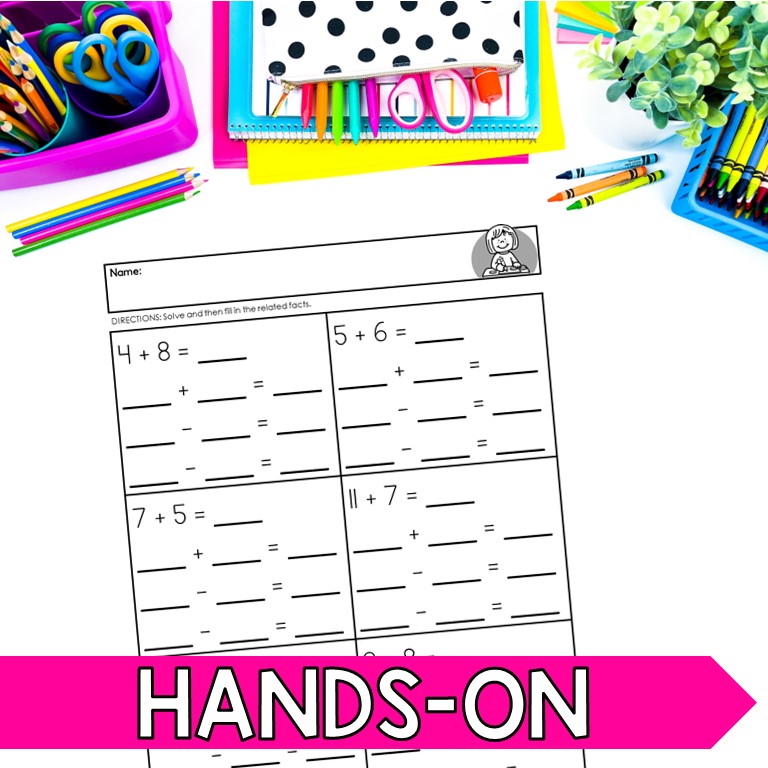 Fact Families Addition and Subtraction to 20 Math Worksheets