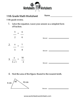 11th Grade Math Worksheets | Worksheets Worksheets
