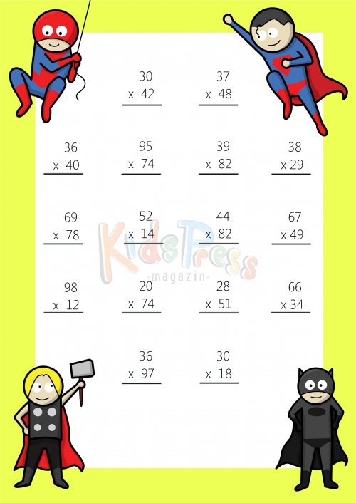 Math Worksheets - 2 Digit by 2 Digit Multiplication #4 ...