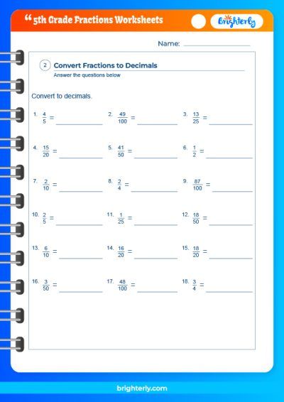 math worksheet 5th grade fractions