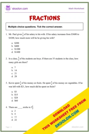 Grade 5 fraction worksheets Archives - skoolon.com