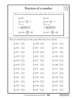 Fraction of a number | 5th grade Math Worksheet | GreatSchools