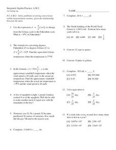 Integrated Algebra Practice Worksheet for 9th Grade | Lesson Planet