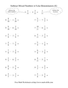 Math Subtracting Mixed Numbers Teaching Resources :: 25 - 48