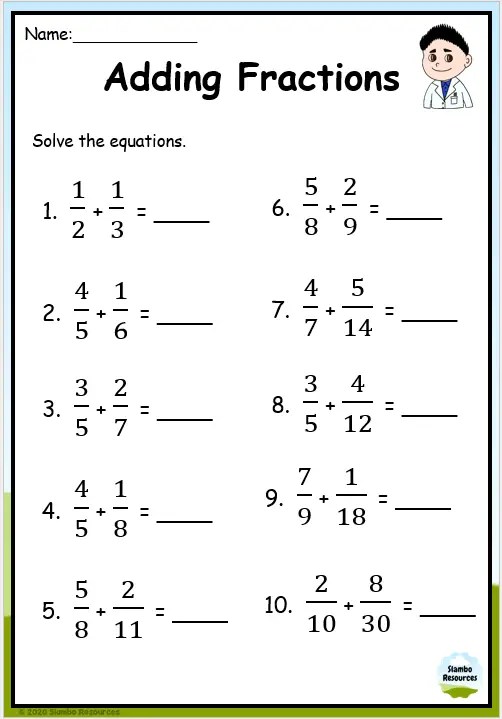 Grade 6 Fraction Worksheets | Free Printables | Math Worksheets