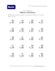 math worksheet adding