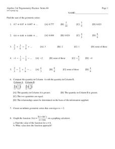 Algebra 2 and Trigonometry Practice Series #4 Worksheet for 10th ...