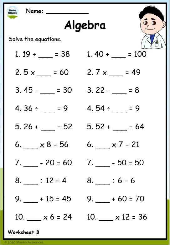 Grade 4 Algebra Worksheets | Free Printables | Math Worksheets