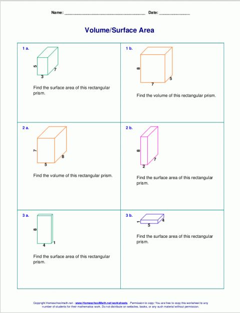 12 6Th Grade Math Worksheet Area Valume
