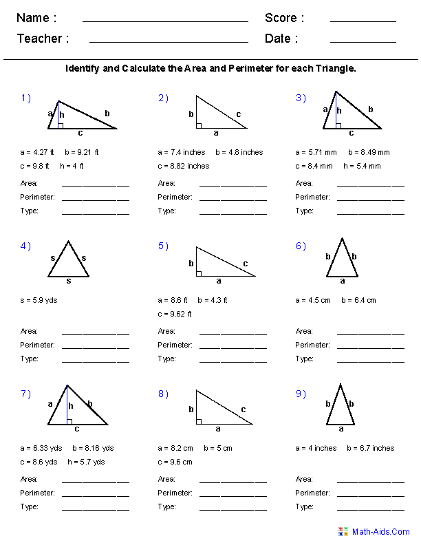 Geometry Worksheets | Area Worksheets