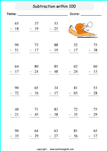 Grade 1 Subtract within 100 (with borrowing) math school ...