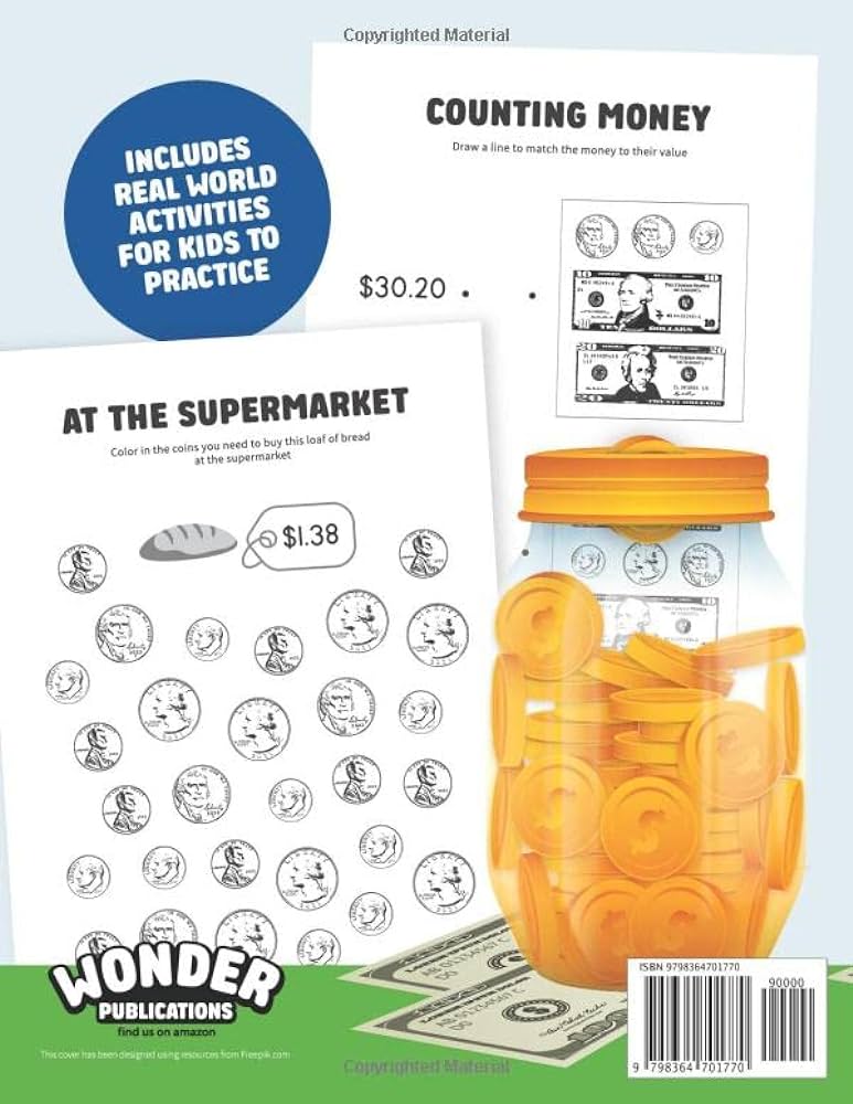 Counting Money Workbook | Money Math Worksheets for Kids Ages 5+: ...