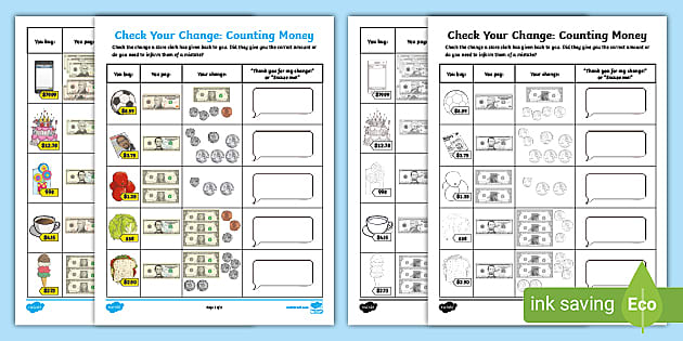 Check Your Change: Counting Money Math Activity for 3rd-5th Grade