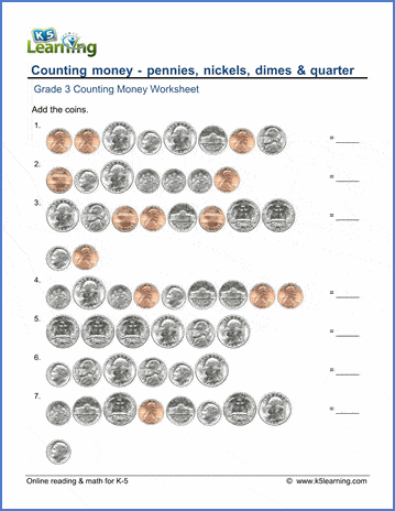 math worksheet counting money
