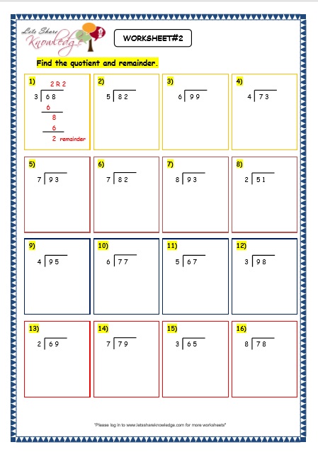 math worksheet division with remainders