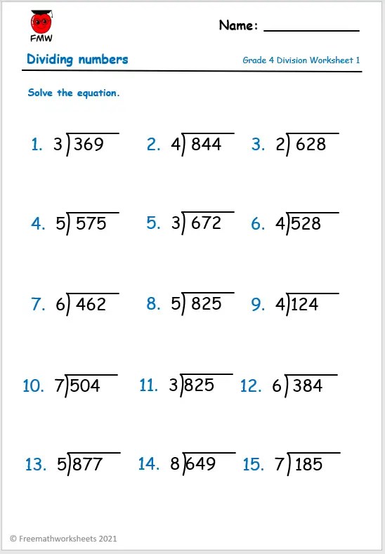 Grade 4 Division Worksheets | Free Worksheets | Printables